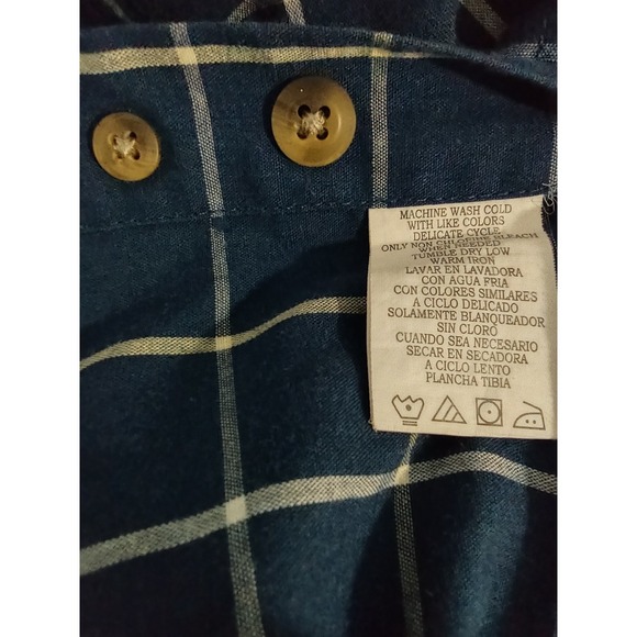Natural Issue Button Down Shirt Mens M Blue Check Wrinkle Free Short Sleeve Grid - Picture 8 of 9
